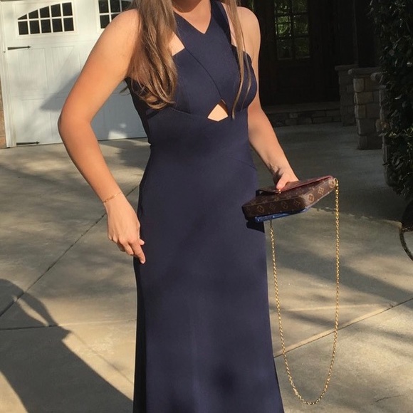 BCBGMAXAZRIA Blue Cross Front Cutout Gown Size 2 - Picture 6 of 7